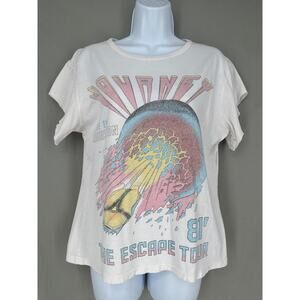 Journey Shirt Womens XS White Graphic Tee Band Music Colorful 80s Houston